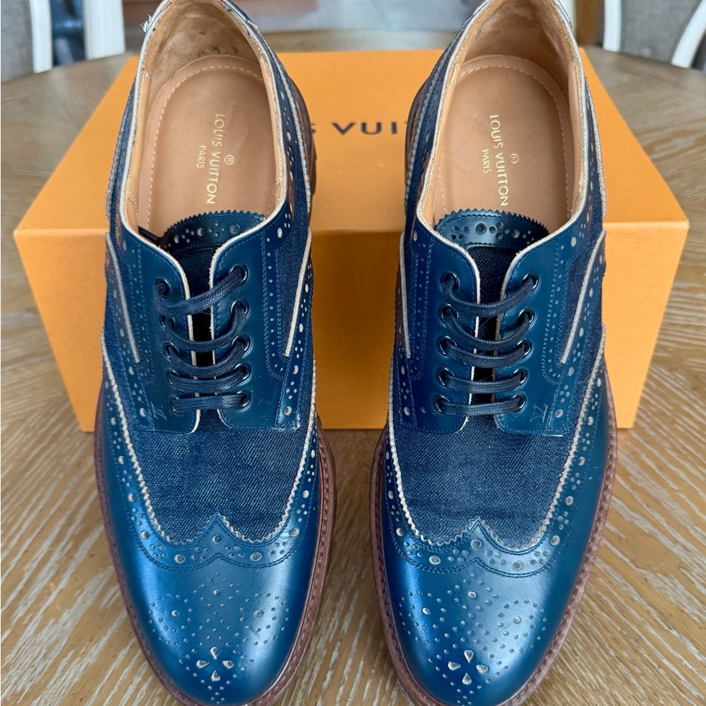 Louis Vuitton Men's Blue and Denim Brogue Oxfords